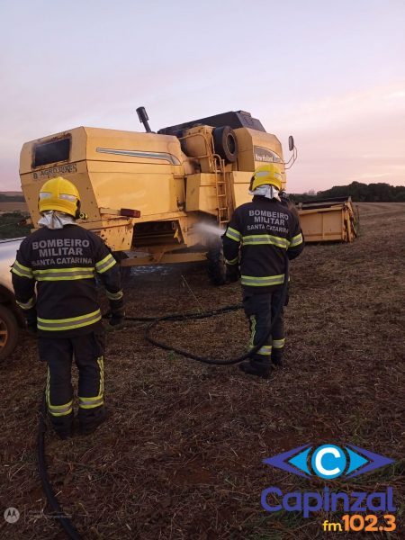 Incêndio em máquina agrícola mobiliza o Corpo de Bombeiros em Campos Novos