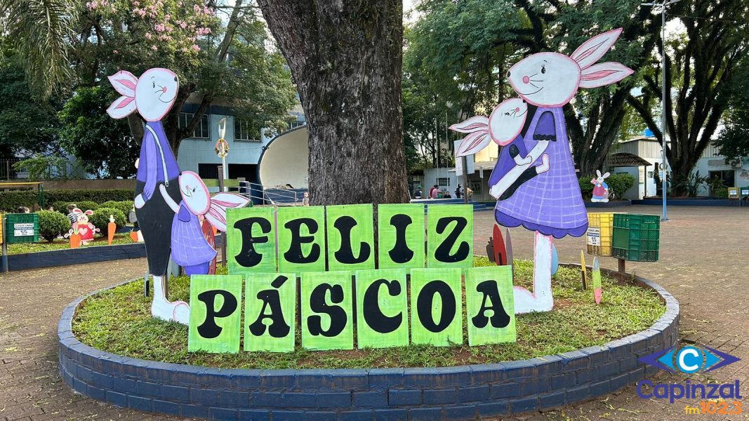 Decoração de Páscoa já está exposta nas praças centrais de Capinzal