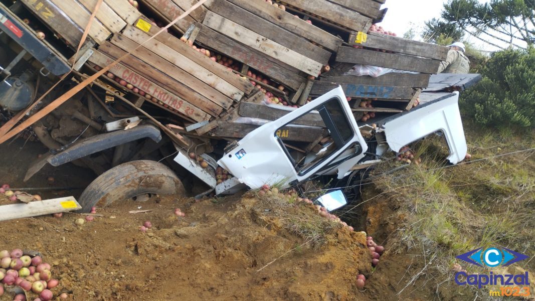 Caminhoneiro morre após veículo sair da pista e colidir contra barranco