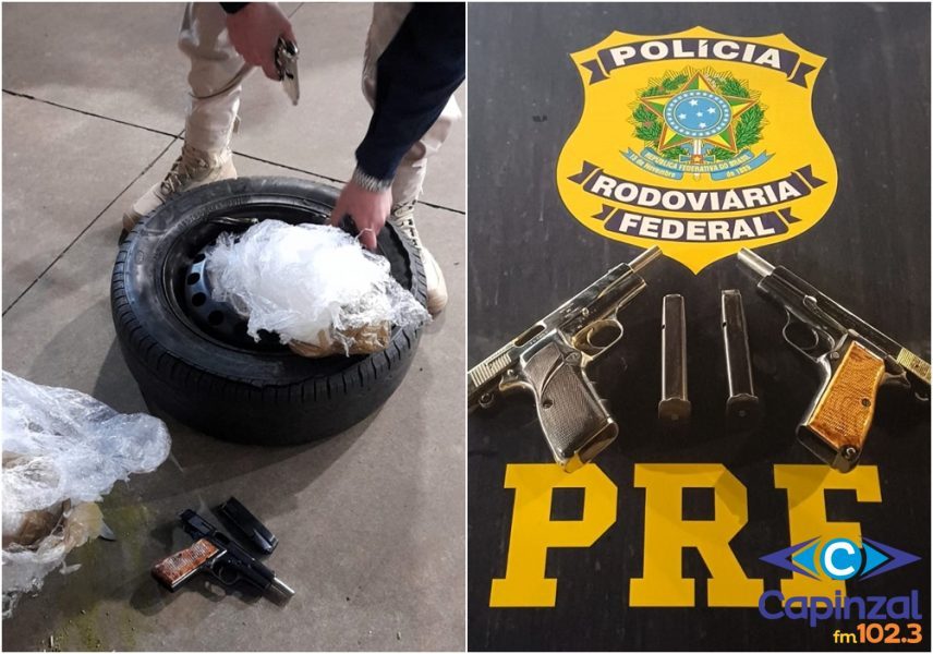 Homem que portava armas de fogo ilegais em pneu de veículo é preso em abordagem na BR-480