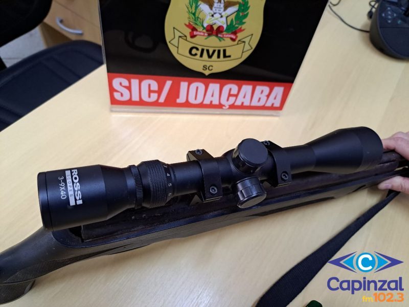 Polícia Civil de Joaçaba apreende espingarda de pressão modificada para o calibre 22 e munições