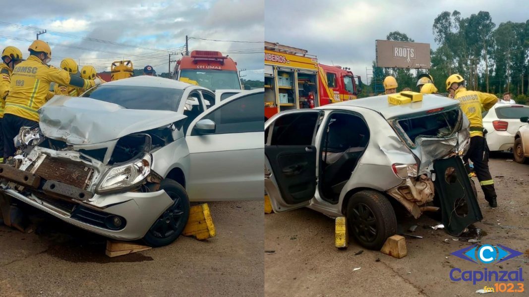 Engavetamento entre quatro veículos deixa homem ferido na BR-282 em Campos Novos