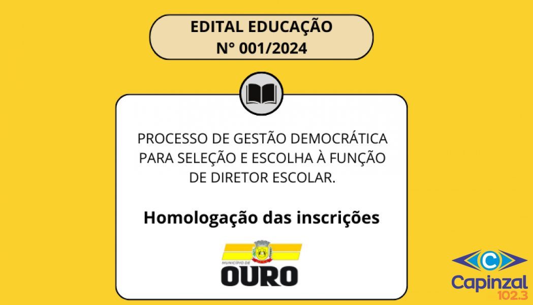 Secretaria de Educação de Ouro homologa inscrições para seleção e escolha de diretores escolares