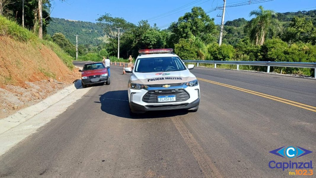 Motociclista fica ferido após colisão com carro na SC-390 em Piratuba