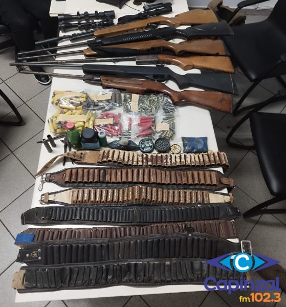 Após ocorrência de violência doméstica, PM apreende armas e grande quantidade de munição em Erval Velho