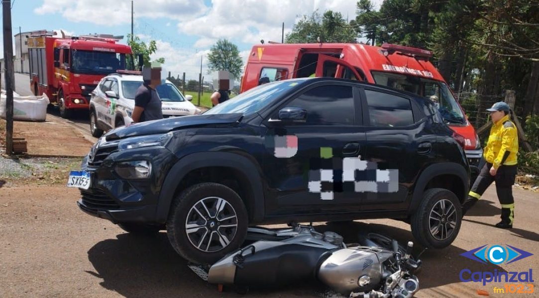 Motociclista fica ferido após colisão com carro em Campos Novos