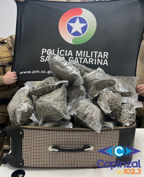 PM apreende 20 quilos de maconha e prende dois homens em Joaçaba